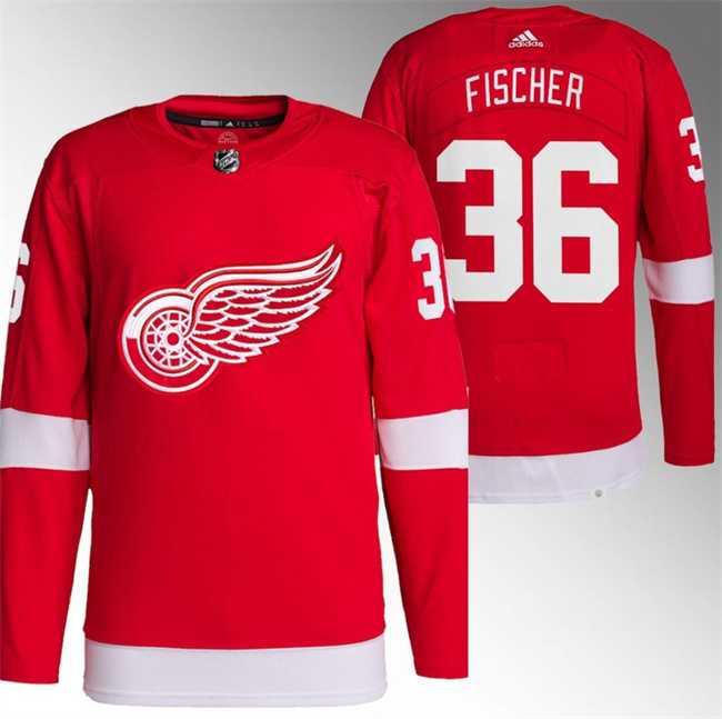 Men%27s Detroit Red Wings #36 Christian Fischer Red Stitched Jersey Dzhi->detroit red wings->NHL Jersey